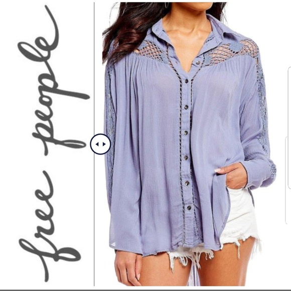Free People Tops - Free People

Katie Crochet Inset Shirt NWT! Blue L